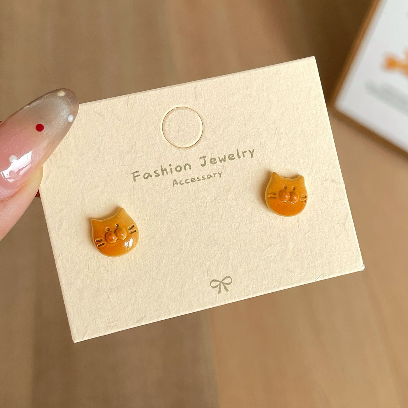 Wholesale Mini Silver Needle Earring Set Cartoon Cute Caramel Bread Small Earrings