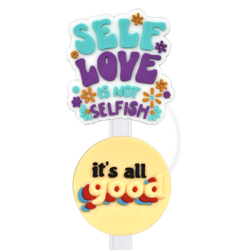 Wholesale Random 100pcs Cartoon English Straw Cover 10MM Straw Tube Cap