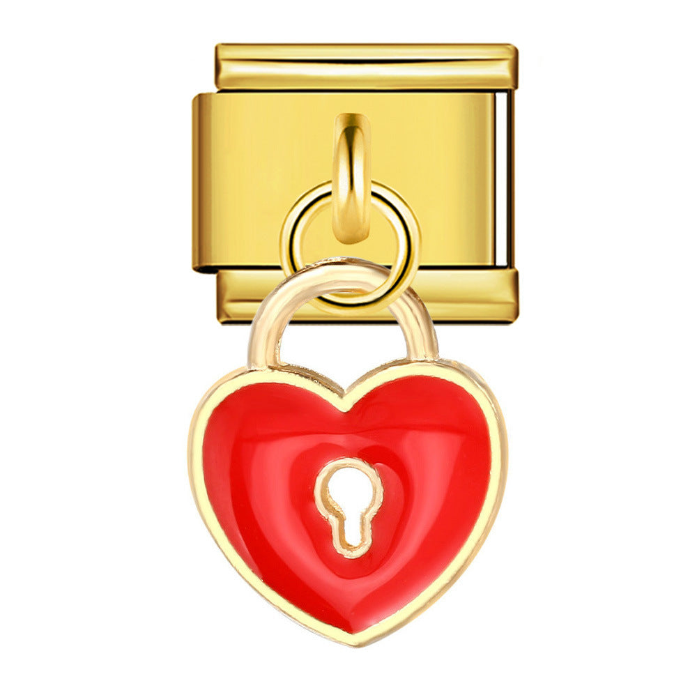 Wholesale Italian modular heart pendant  stainless steel DIY  bracelet