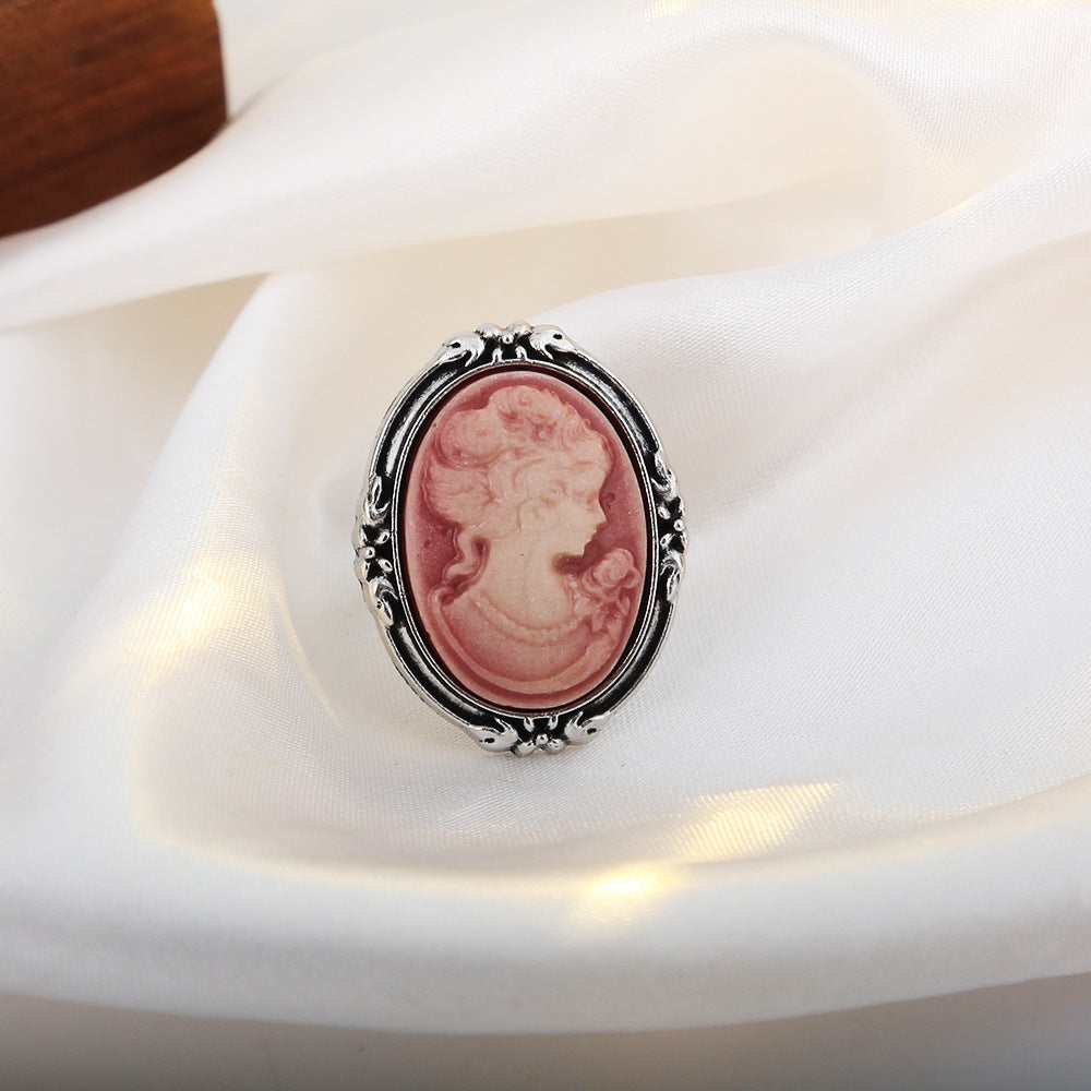 Wholesale Vintage Cameo Oval Portrait Ring Women Retro Court Style Fashion Jewelry Accessory Gift