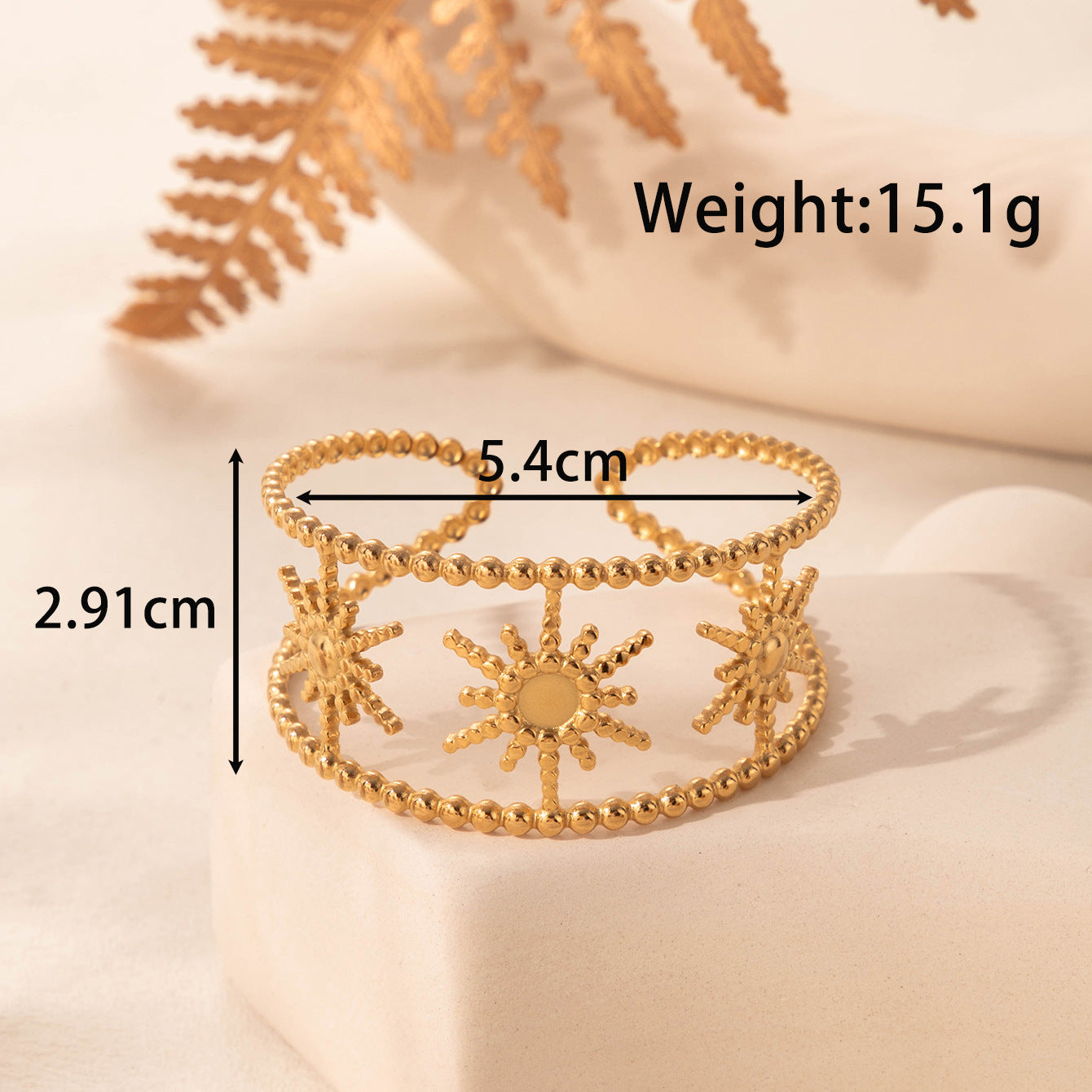 Wholesale  Titanium Steel opening bracelet exaggerated hollow flower opening adjustable jewelry