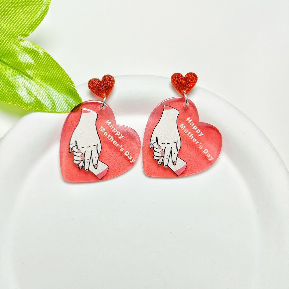 Wholesale Mother's Day Love Acrylic Sheet Letter Earrings ACC-ES-Qiyu007