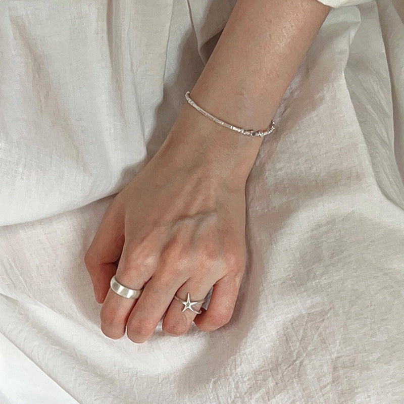 Wholesale Minimalist Matte Starfish Double-Layer Index Finger Ring Copper Fashion Accessory for Women