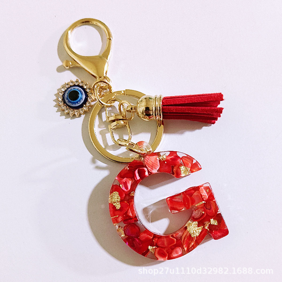 Wholesale Evil Eye Tassel Resin Letter Keychain Bag Charm Fashion Accessory for Party Resale