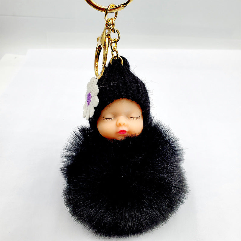 Wholesale cute sleeping doll keychain fur ball pendant ACC-KC-DY007