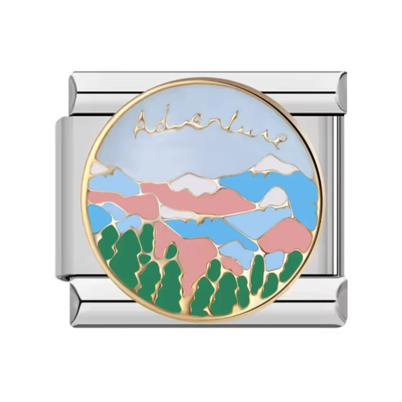 Wholesale 10pcs Italian Charm Bracelet 9mm DIY Splicing Removable Plant Flower Element Stainless Steel Composable Bracelet