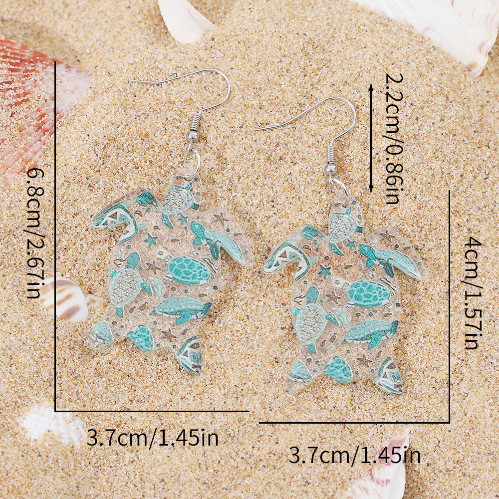 Wholesale Ocean Wind Blue Turtle Pendant Acrylic Earrings