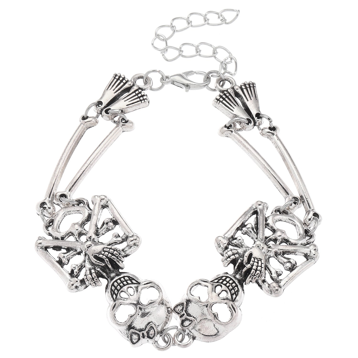 Wholesale Gothic Skull Bracelet Ancient Silver Unisex Fashion Jewelry Accessory