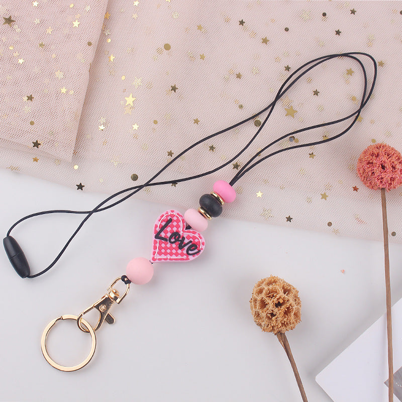 Wholesale  Cartoon Valentine's Day Love Silicone Creative DIY Beaded Pendant Necklace