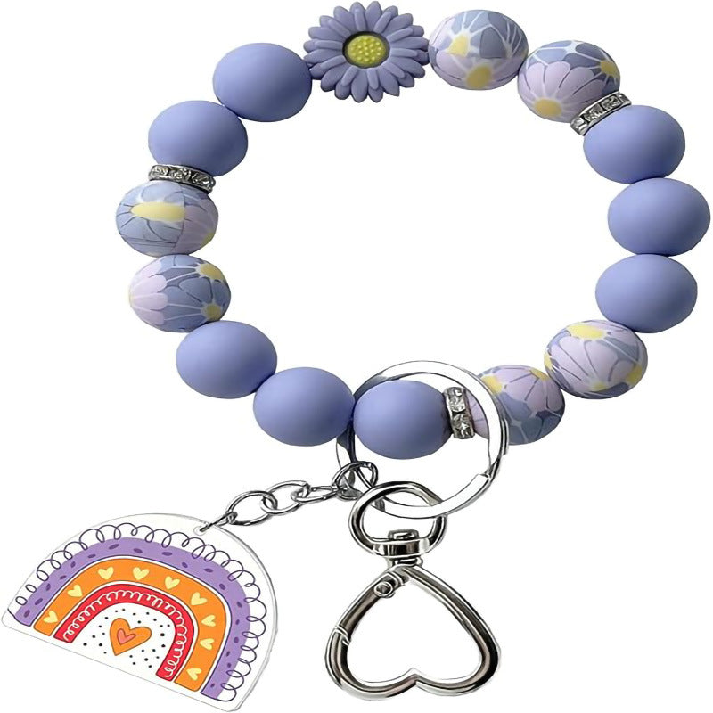 Wholesale Silicone Heart MAMA Mother S Day Bracelet Keychain DIY Bead Charm Fashion Accessory Gift