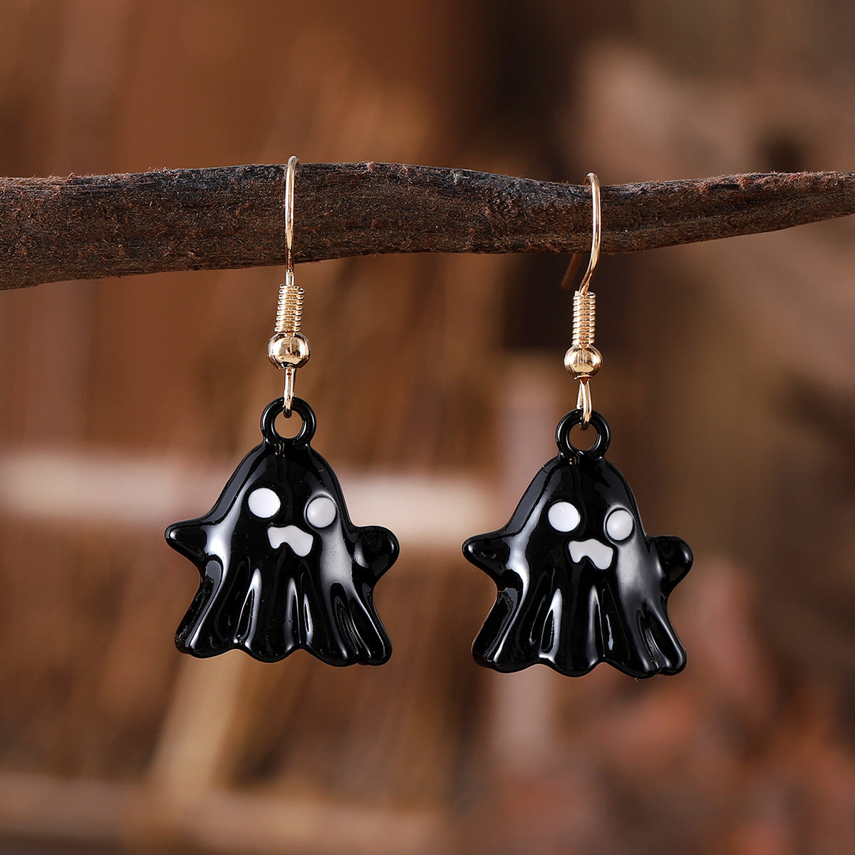 Wholesale  Halloween Gothic Ghost Stereo Metal Pendant Earrings