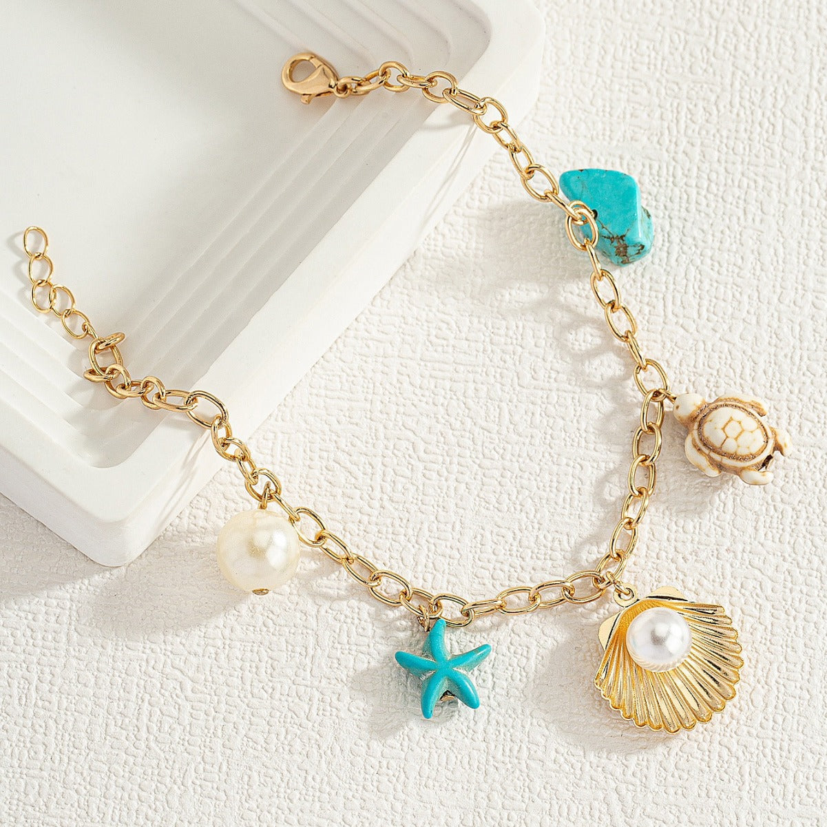 Wholesale  summer ocean series anklet starfish pearl shell turtle anklet