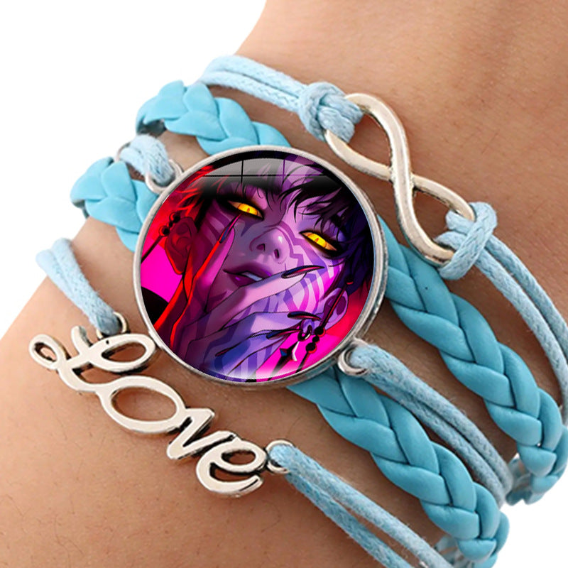 Wholesale kpop anime leather multi-layer blue braided hand jewelry