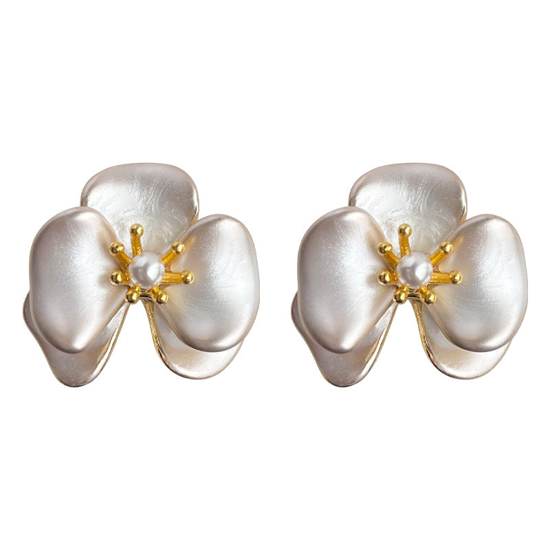 Wholesale Three-Dimensional Butterfly Orchid Flower Plated 14K Earrings