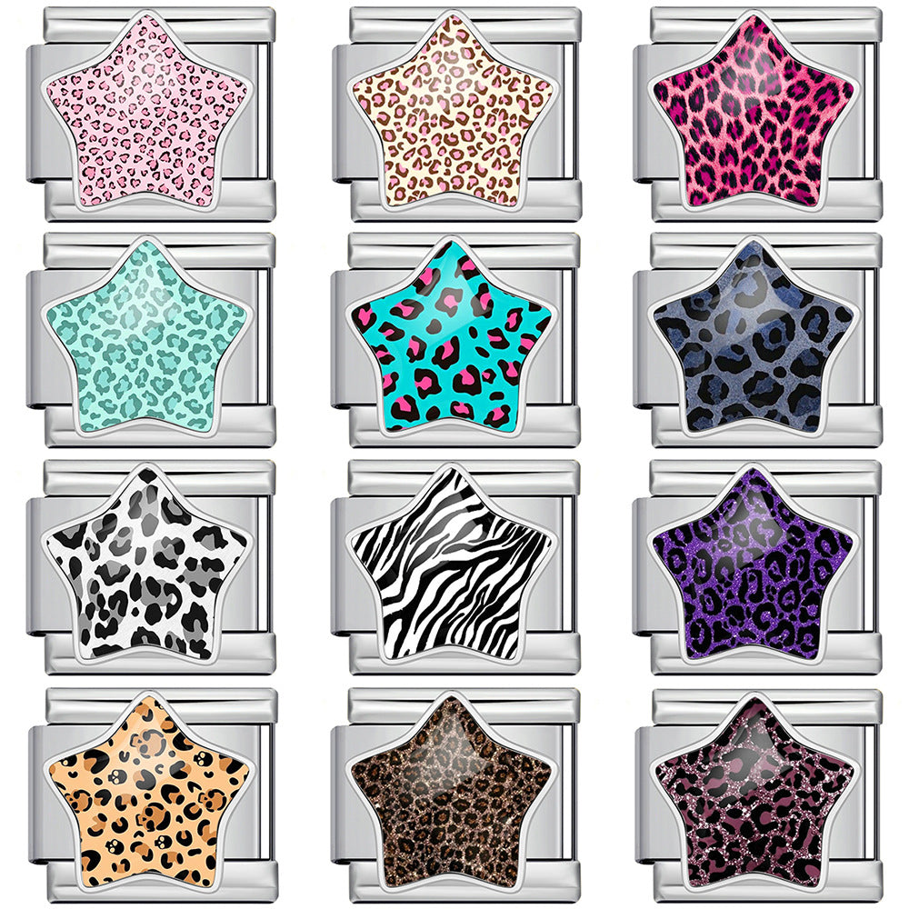 Wholesale Leopard Print Star Stainless Steel Modular Bracelet Fashion Accessory for Resale