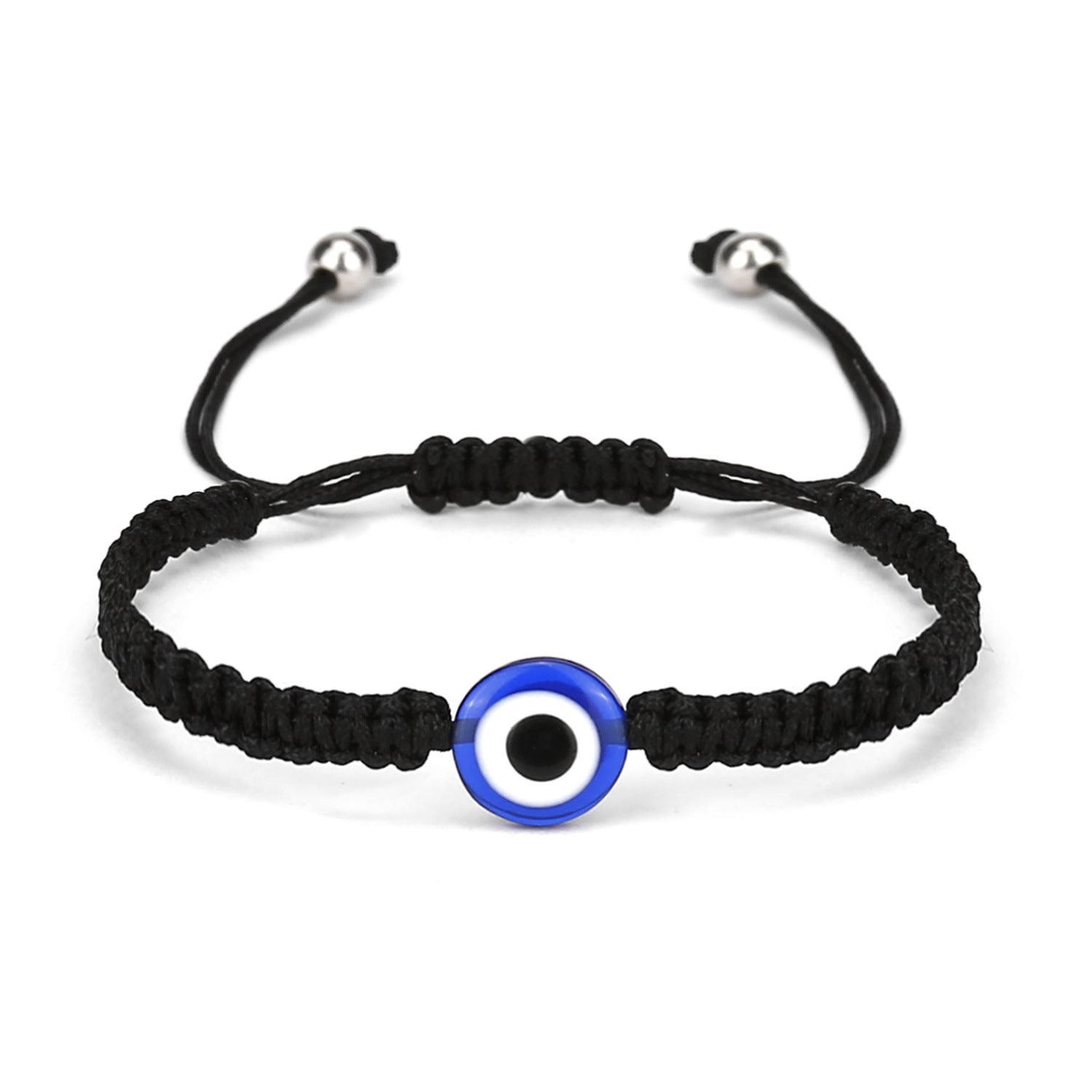 Wholesale Turtle Two Round Beads Blue Eyes Evil Eyes Black Woven Live Bracelet