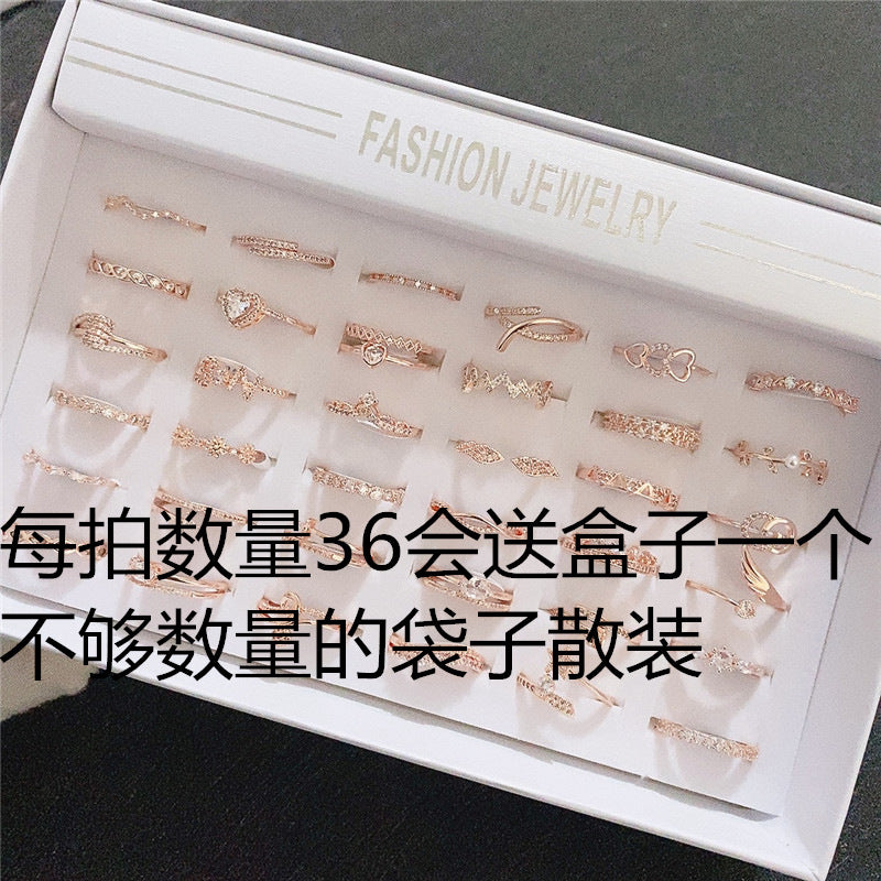 Wholesale 10pcs Micropaved Zirconia Ring Electroplated K Gold White Gold Color Preserving Ring ACC-RS-YunXi005