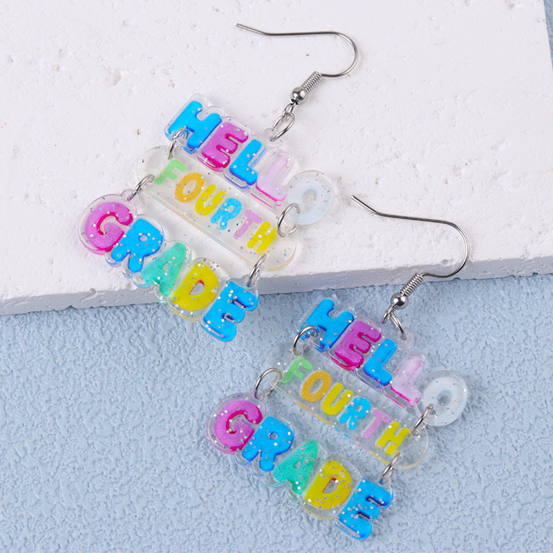 Wholesale  Teacher's Day Earrings Creative English Grade Acrylic Earrings