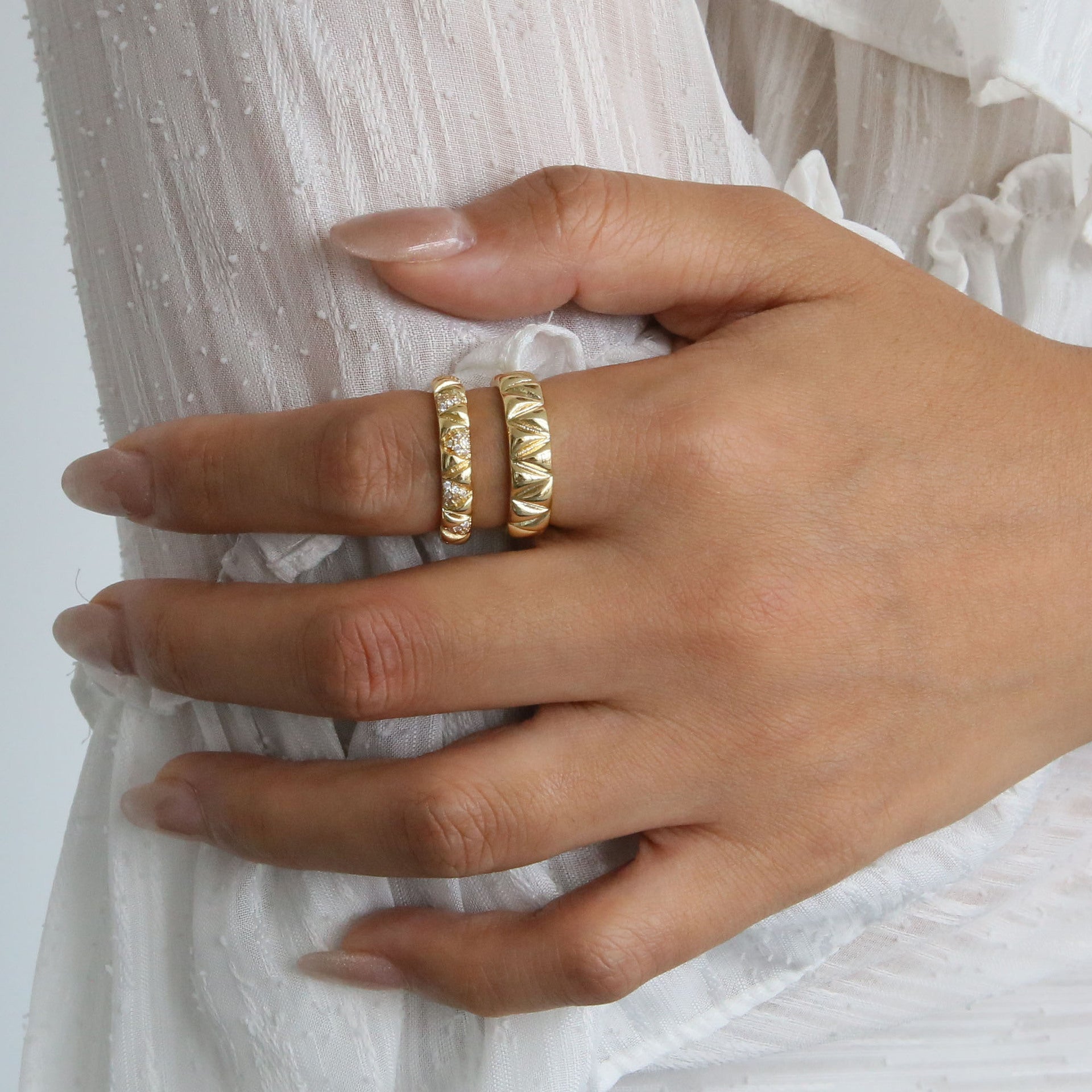 Wholesale 18k gold brass geometric triangle ring