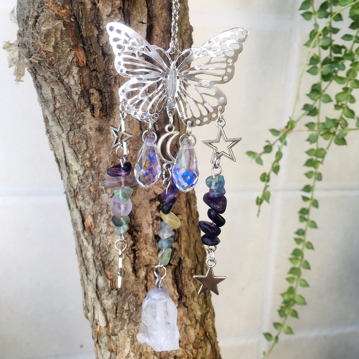 Wholesale Butterfly Energy Gravel Sun Catcher Wind Chime Crystal ACC-WS-RongGuan005