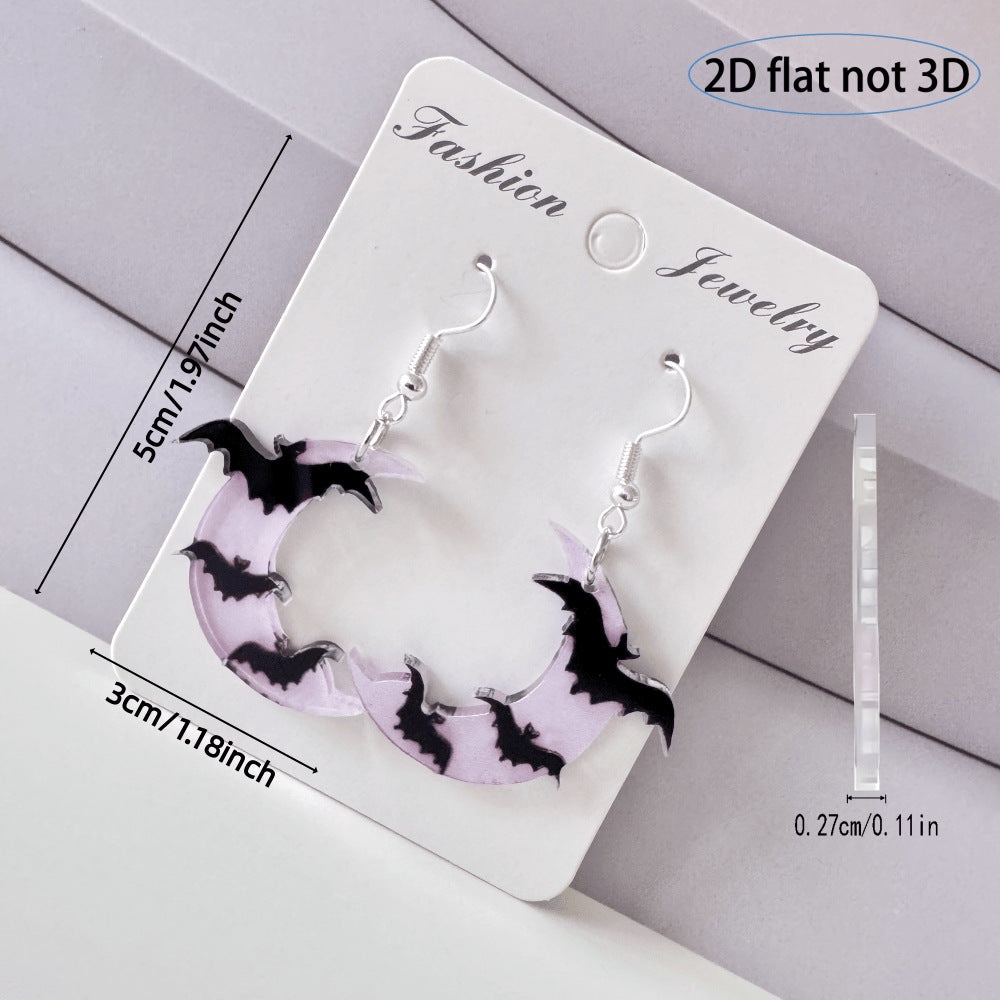 Wholesale Trendy Gothic Bat Moon Acrylic Earrings  Punk Jewelry Accessory