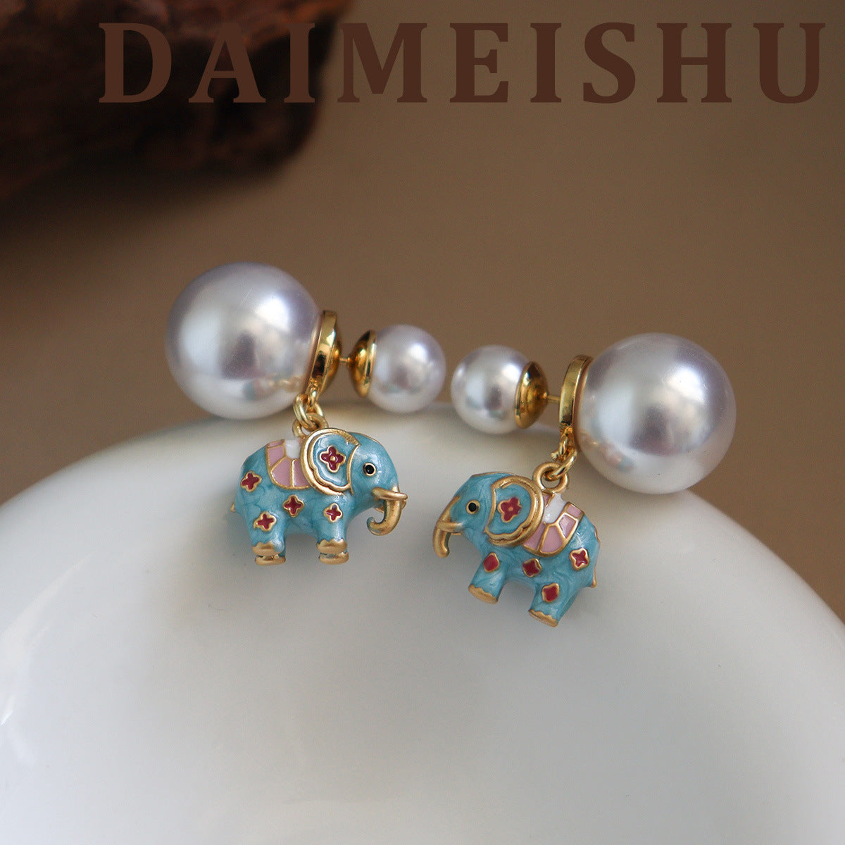 Wholesale Vintage Turquoise Pearl Elephant Choker Necklace