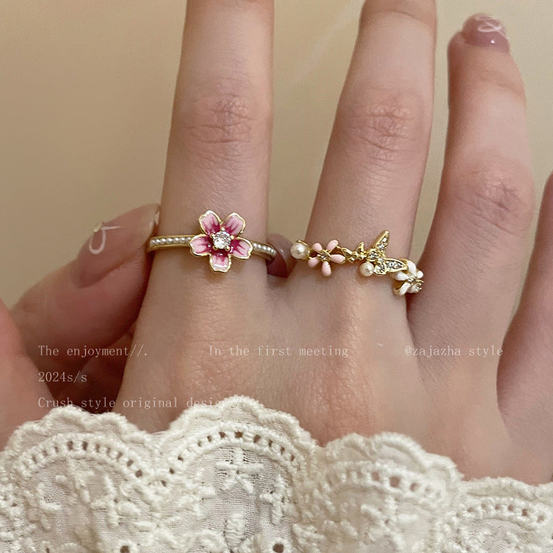 Wholesale Flower Open Ring For Women Zinc Alloy Fashion Jewelry Boutique Resale