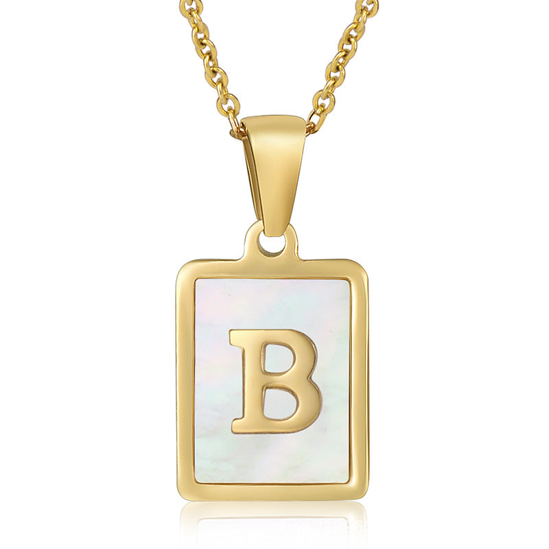 Wholesale  stainless steel three-dimensional shell letter necklace