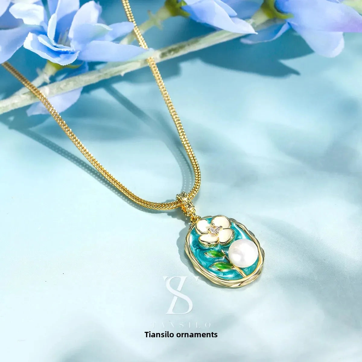 Wholesale Natural Pearl Oil Painting Necklace Jewelry Set