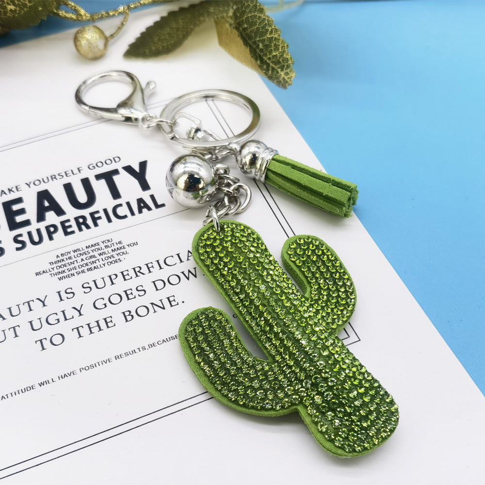 Wholesale rhinestone cactus keychain