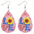 Wholesale Double-sided printing American Independence Day water drop leather earrings