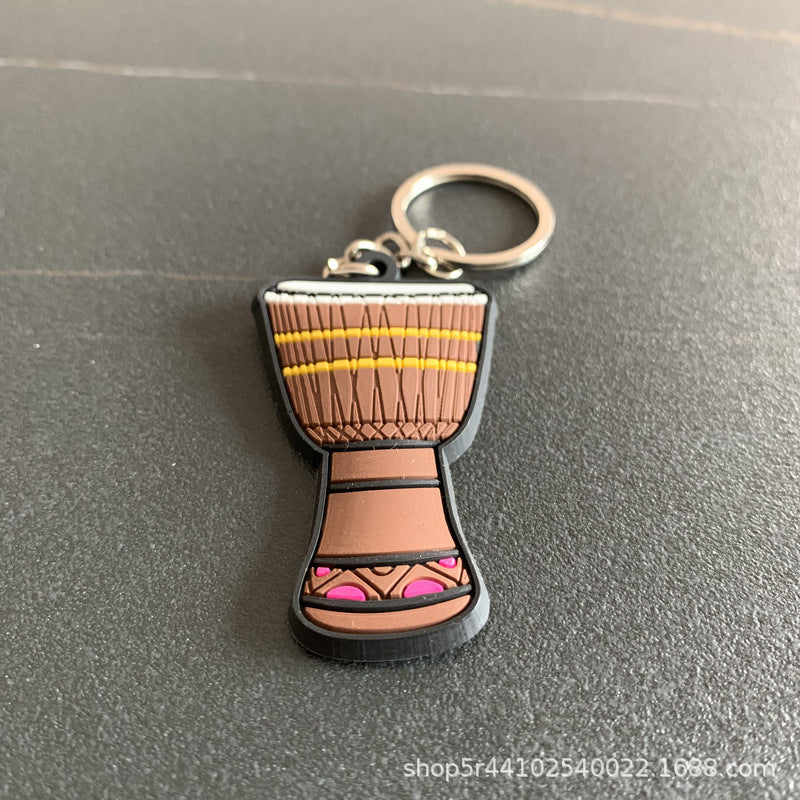 Wholesale Chinese Style Cartoon Guitar Keychain Pendant PVC Resin Epoxy Finish Ukulele Bag Charm Gift