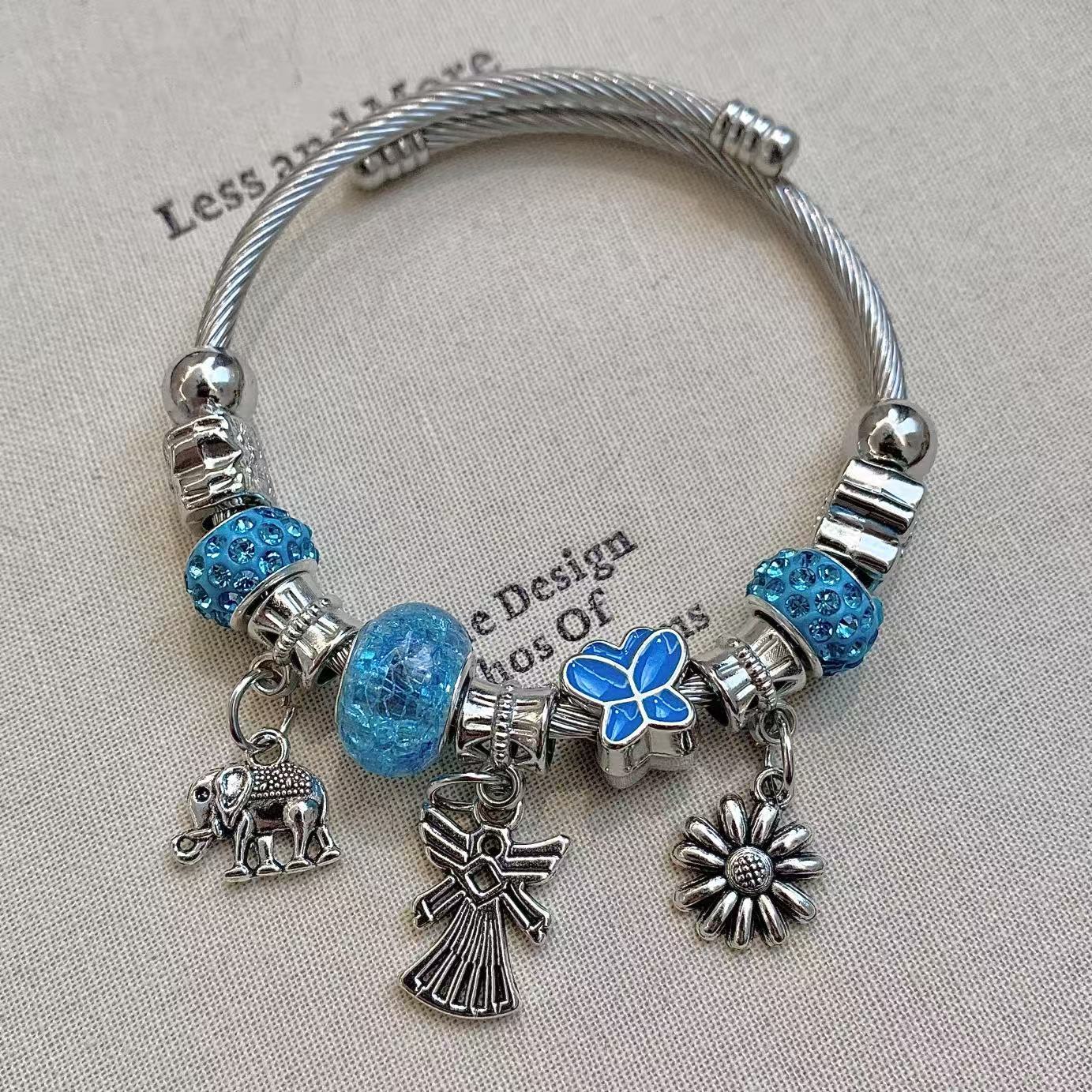 Wholesale DIY Beaded Multi-Element Stainless Steel Rhinestone  Bracelet