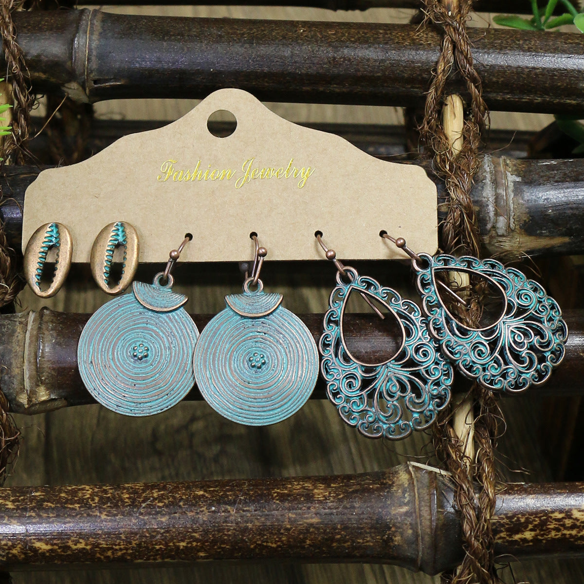 Wholesale Retro Ethnic Style Ocean Style Holiday Starfish Shell Earrings Set Vintage Earrings ACC-ES-HanH018