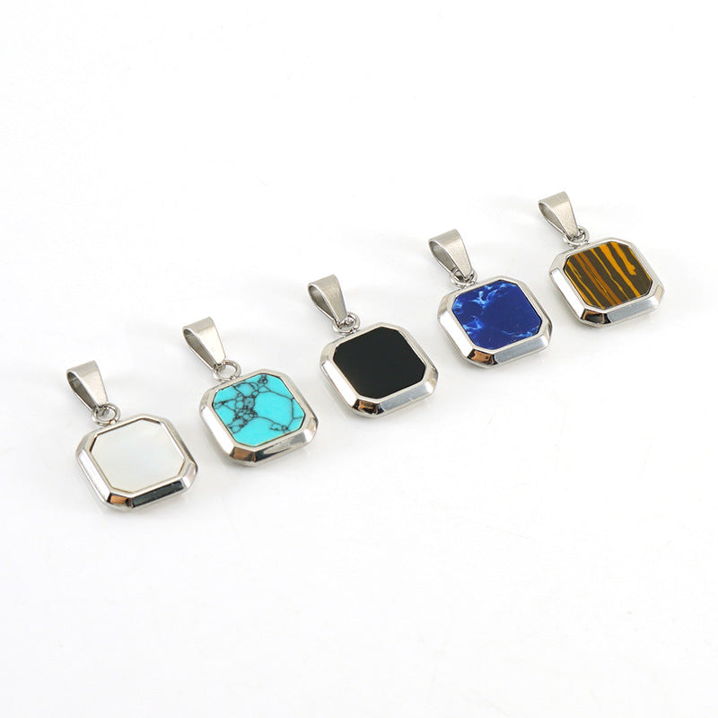 Wholesale Cross-border European and American stainless steel geometric square pendant niche design sense light luxury old money style titanium steel High sense jewelry