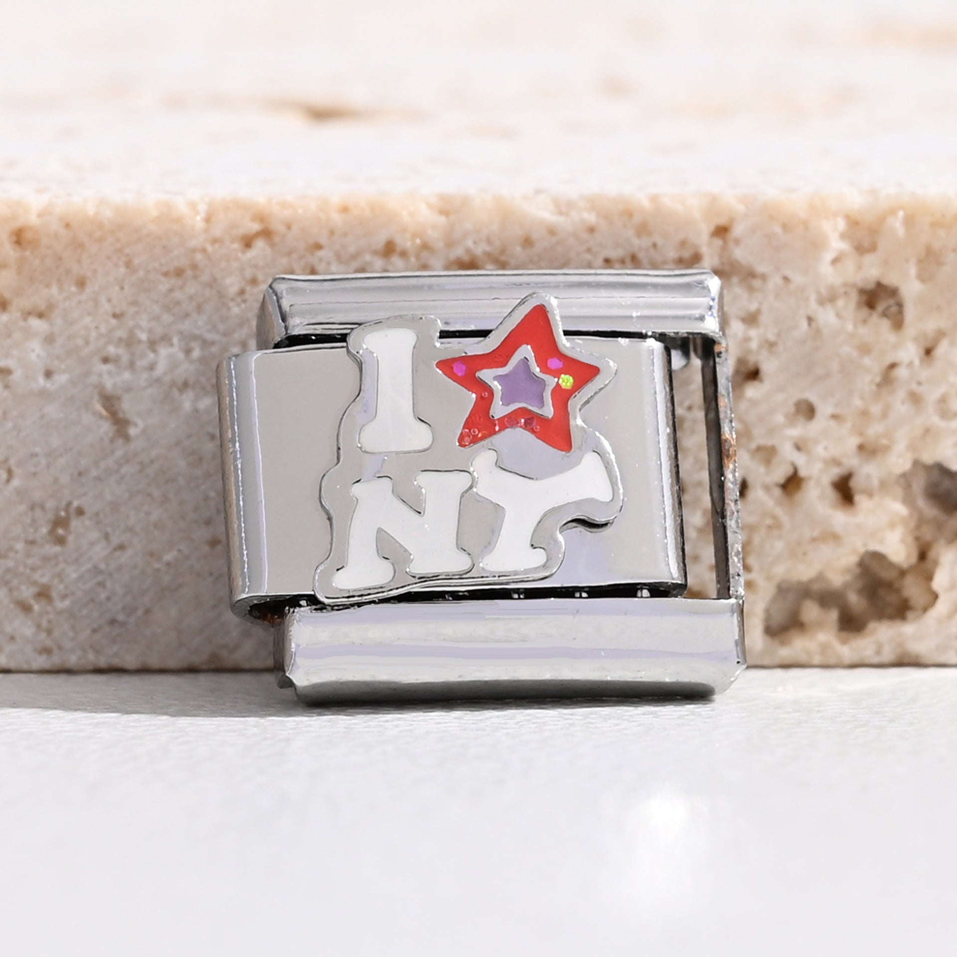 Wholesale Italian Style Stainless Steel Modular Bangle Bracelet with Block Print Pattern,  Fashion Accessory