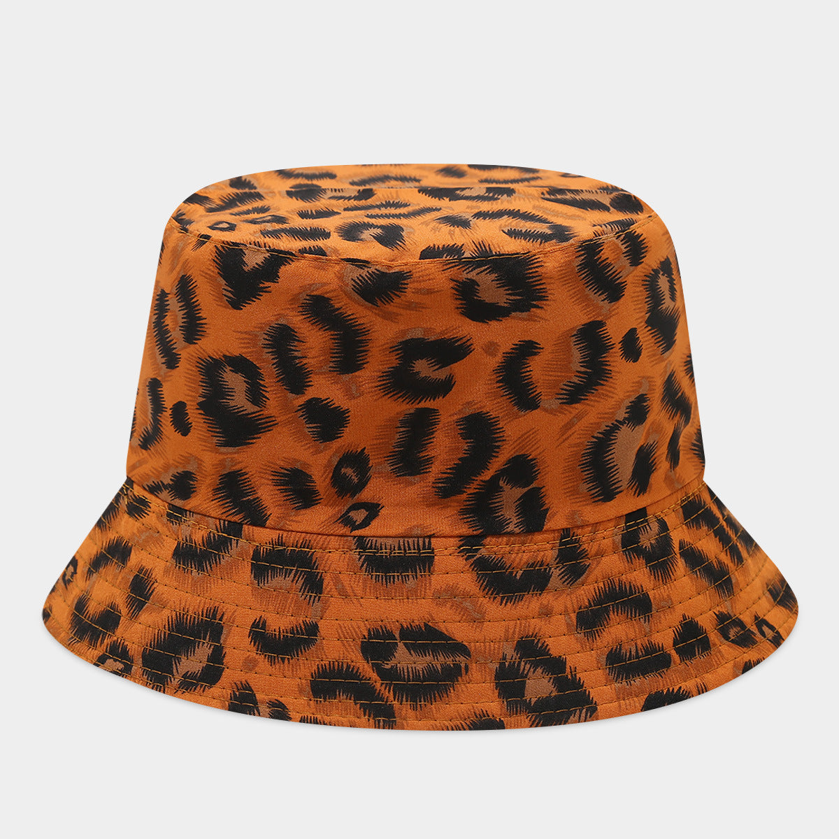 Wholesale  Leopard Pattern Double-sided Basin Hat Fisherman Hat Bucket Hat