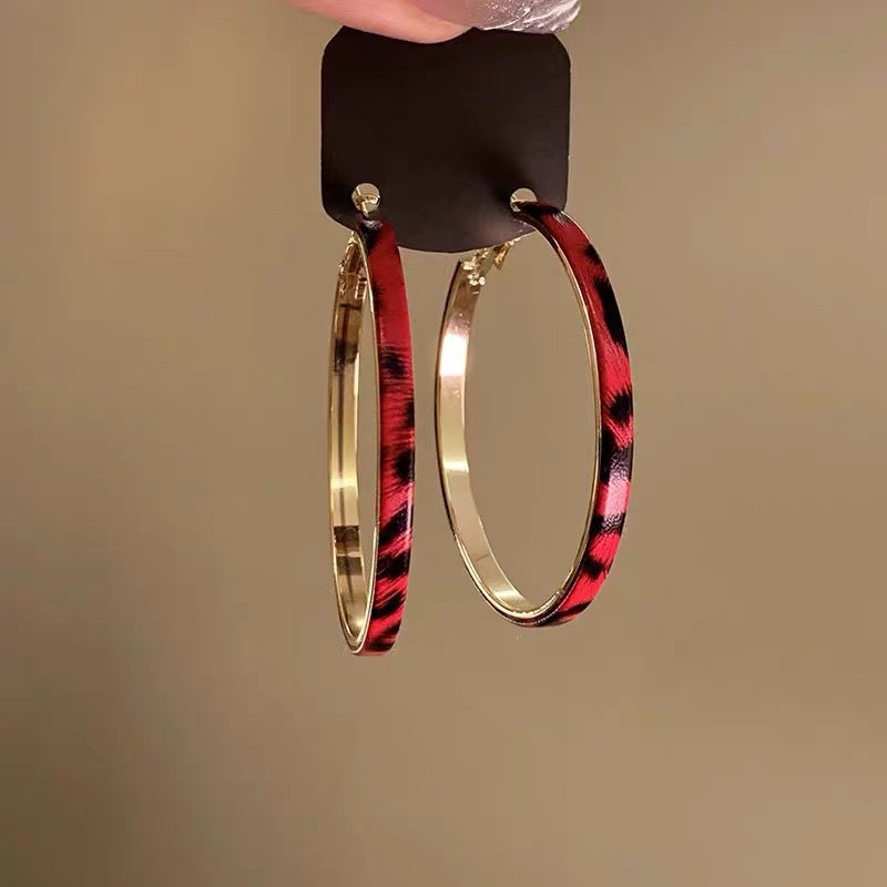 Wholesale Leopard Print Large Circle Leather Earrings