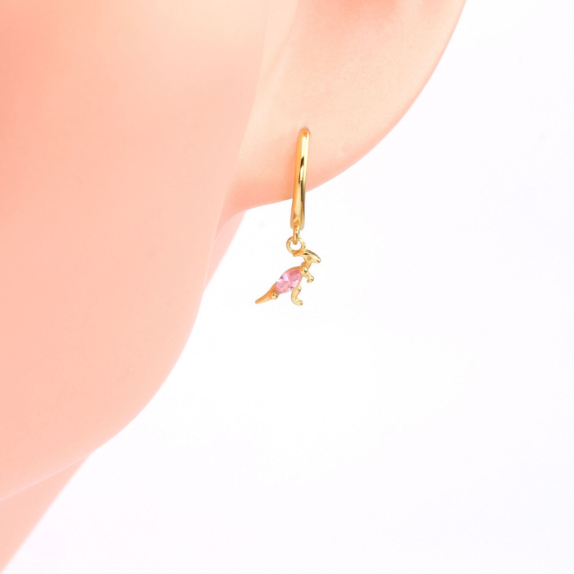 Wholesale s925 Sterling Silver Kangaroo fashion exquisite plating ear buckle ins niche cute earrings