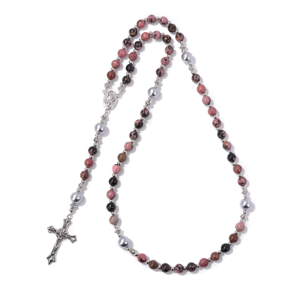Wholesale Cross Shape Natural Stone Bead Bracelet Unisex Handmade Jewelry for Travel Gift Resale
