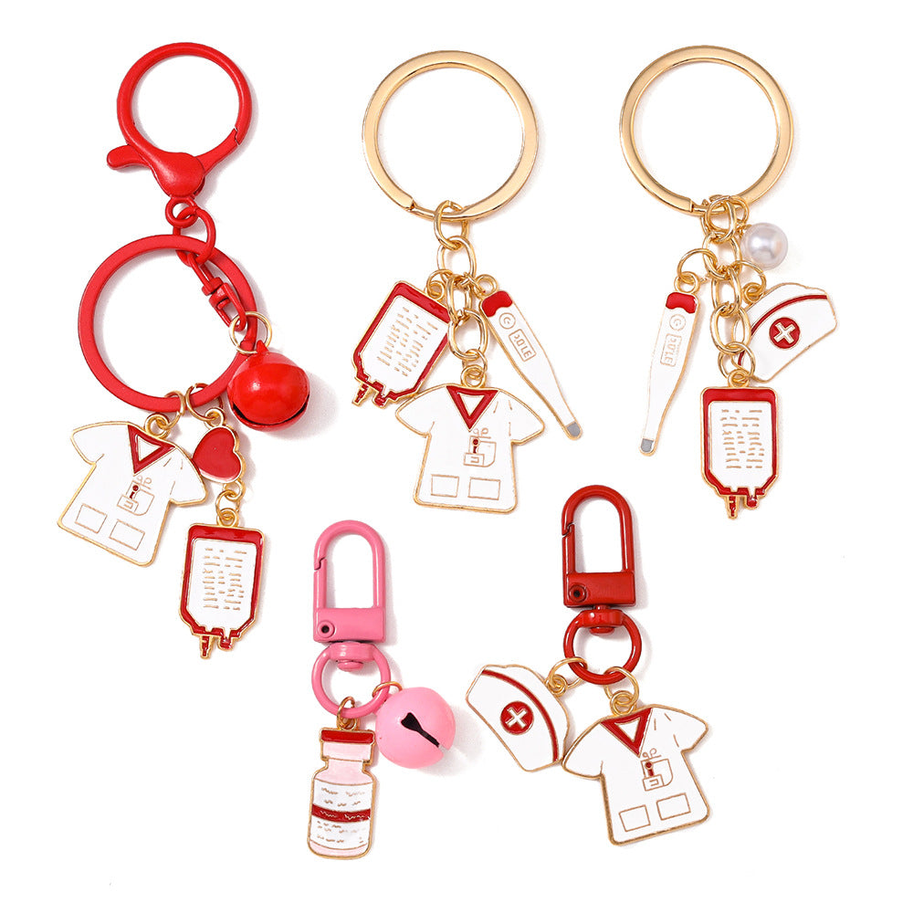 Wholesale rhot nurse clothing nurse cap key chain key chain personalized medical supplies key ring bag pendant