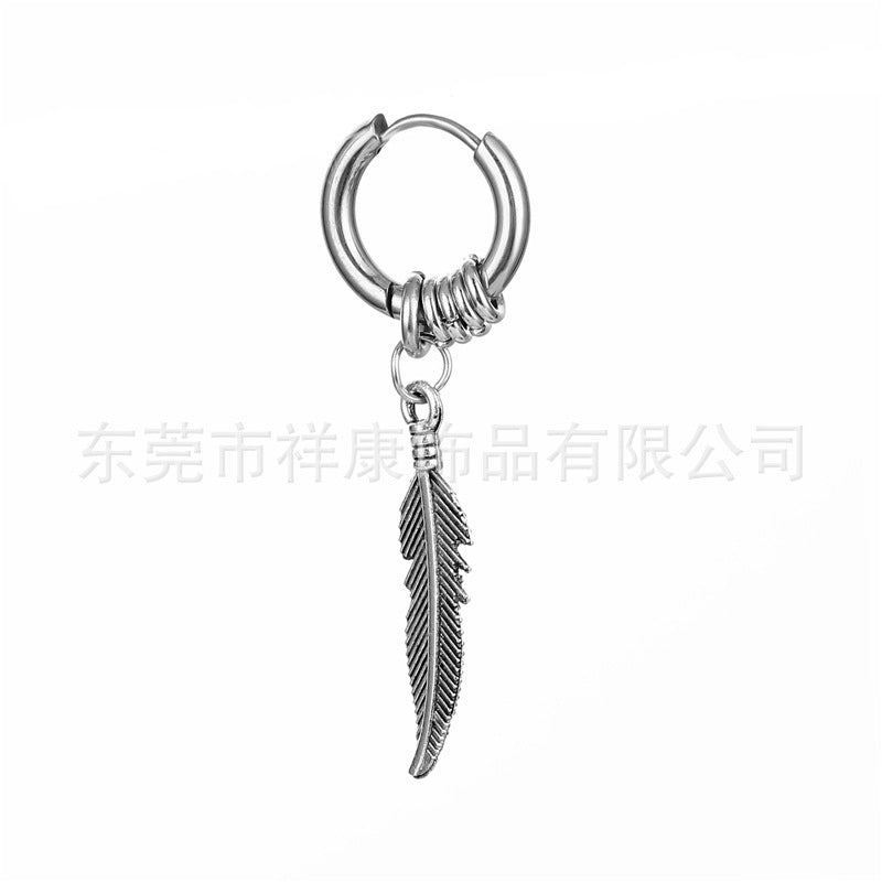 Wholesale Stainless Steel Round Wire Dragon Pattern Earrings