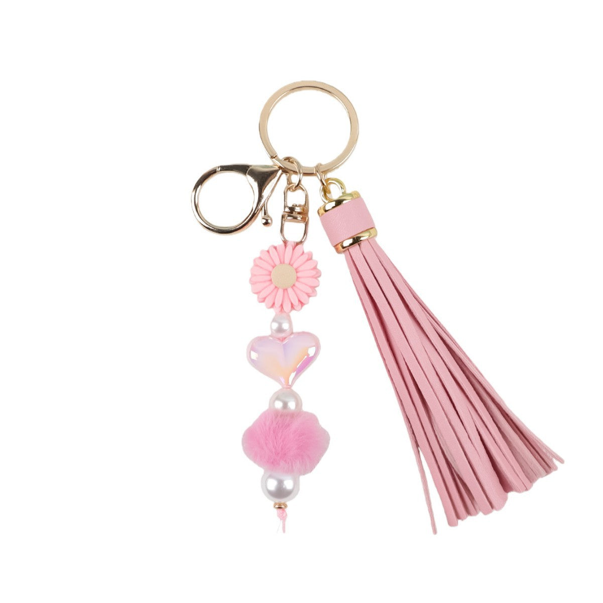 Wholesale White Tassel Keychain Bag Charm Acrylic Handmade Fashion Accessory For Graduation Gift