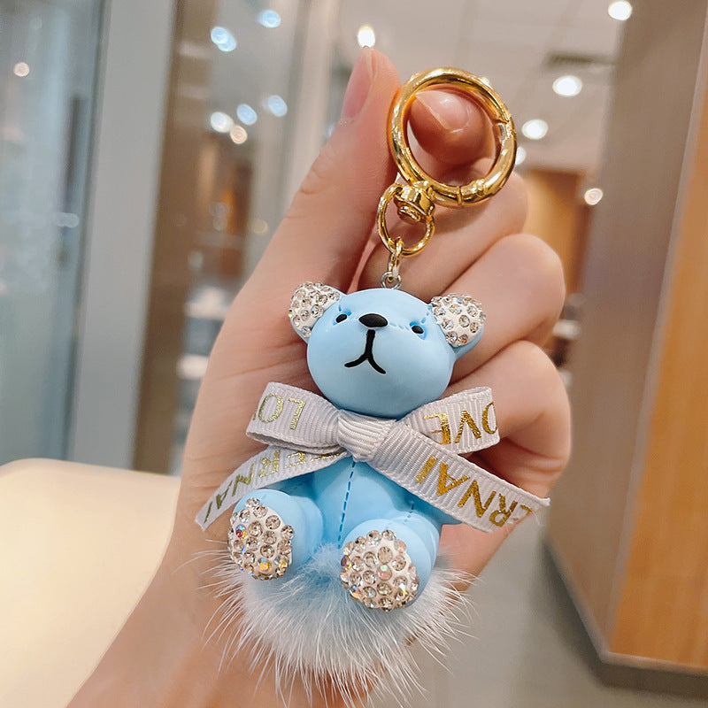 Wholesale Cartoon Fur Ball Dot Diamond Bear Zinc Alloy Keychain Lanyard Keychain ACC-KC-ShuoT016