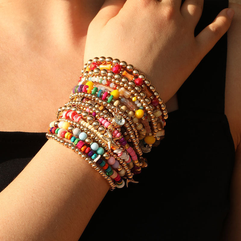 Wholesale 18pcs Colored Stone Bracelets Set ACC-BT-GuTe005