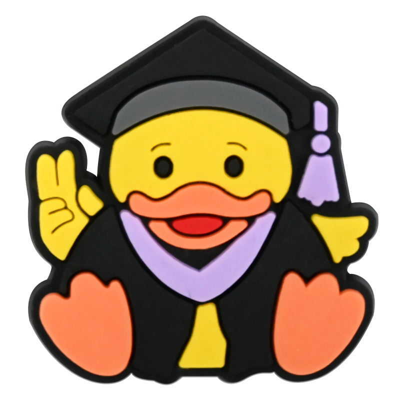 Wholesale Random 100pcs Cute Little Yellow Duck  PVC Soft Rubber Shoe Buckle Decoration