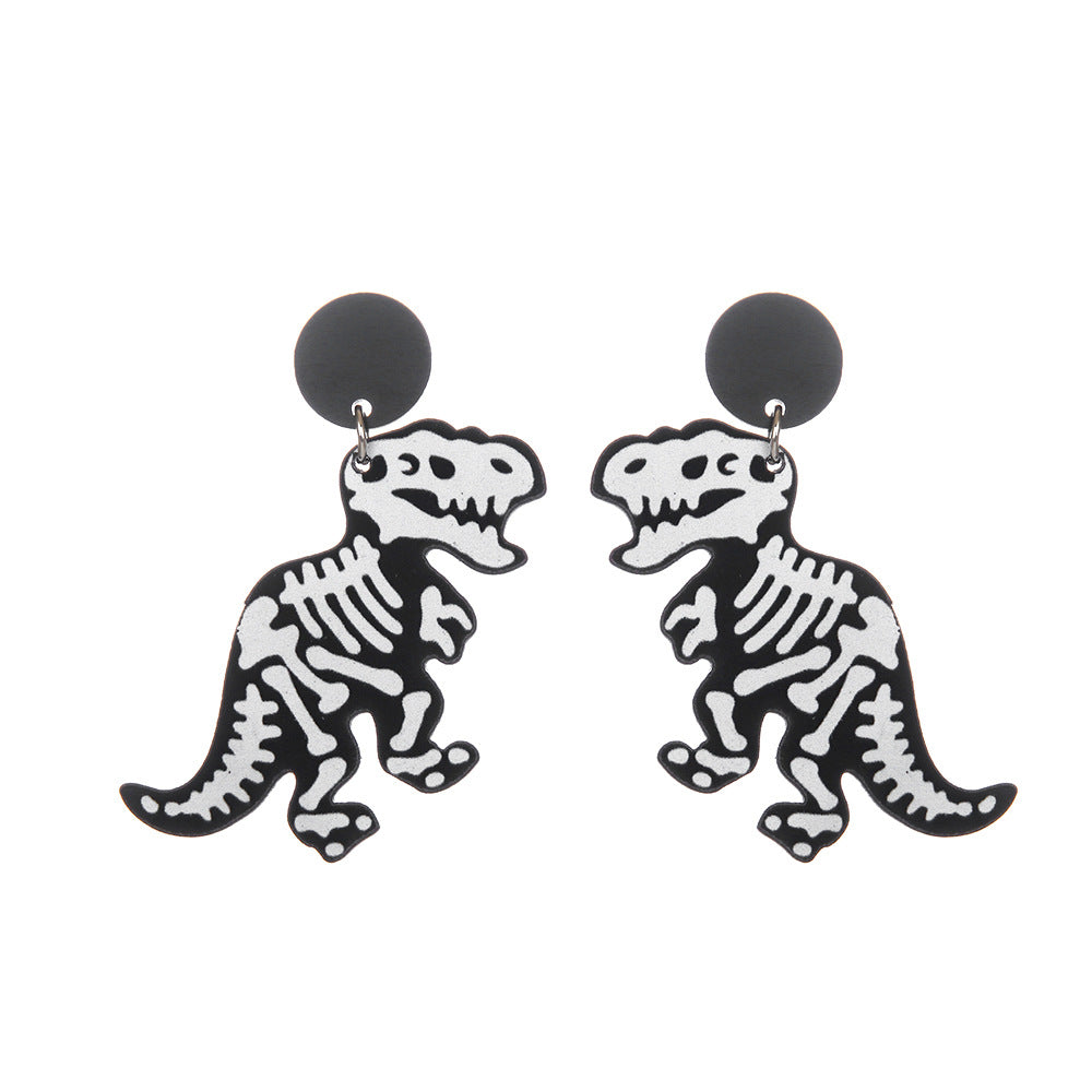Wholesale Acrylic Black and White Dinosaur Earrings