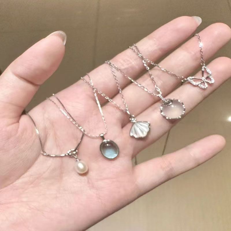 Wholesale 5-Piece Moonstone Necklace Set Light Luxury Summer Jewelry Accessory