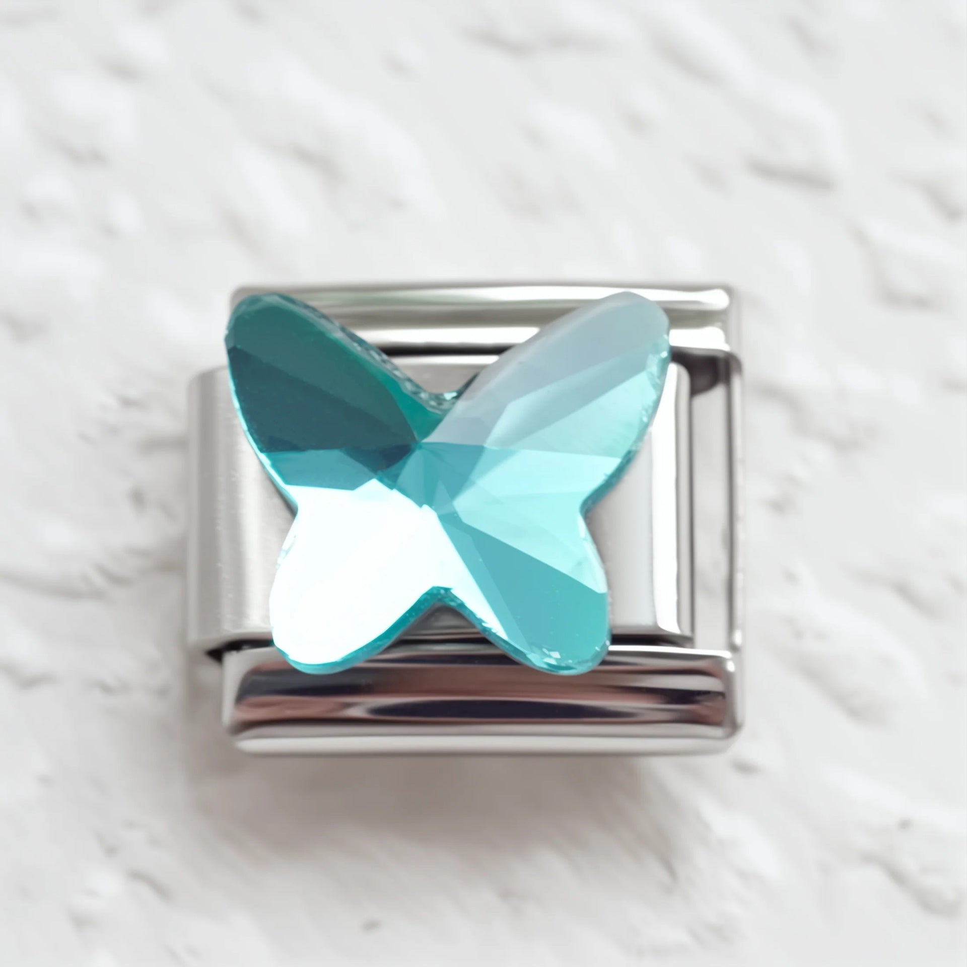 Wholesale 5pcs Italian Charm Bracelet 9mm DIY Splicing Multicolor Crystal Butterfly Stainless Steel Composable Bracelet