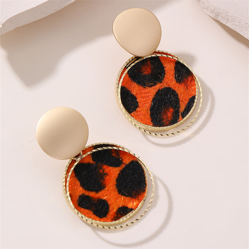 Wholesale  Leopard Earrings Round Geometric Jewelry